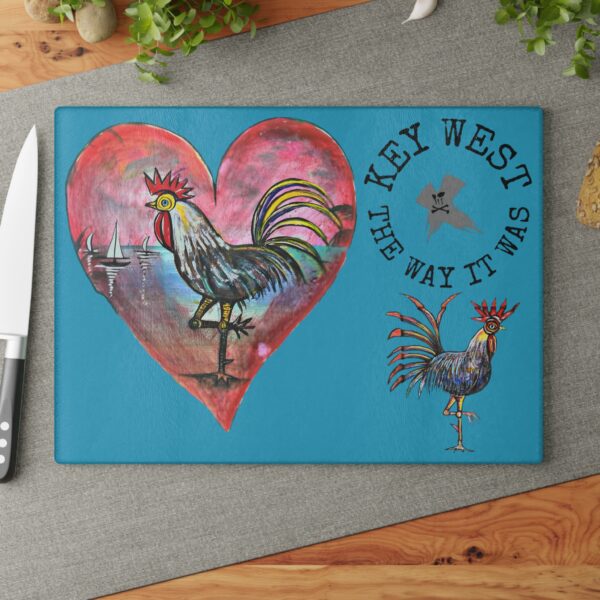 Glass Cutting Board - Original Key West Rooster Drawings - Image 8