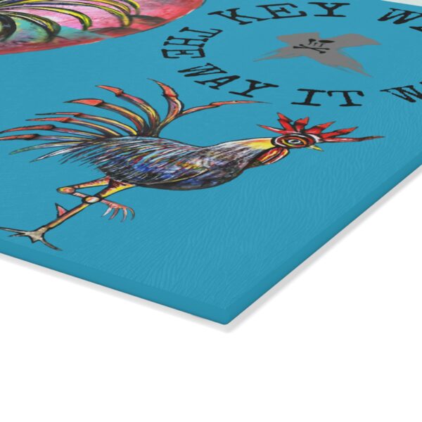 Glass Cutting Board - Original Key West Rooster Drawings - Image 3