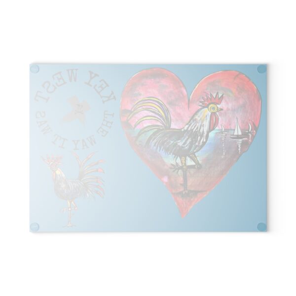 Glass Cutting Board - Original Key West Rooster Drawings - Image 2
