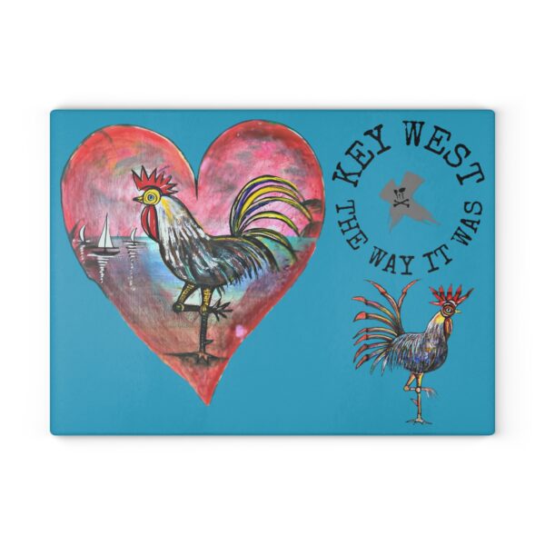 Glass Cutting Board - Original Key West Rooster Drawings - Image 5